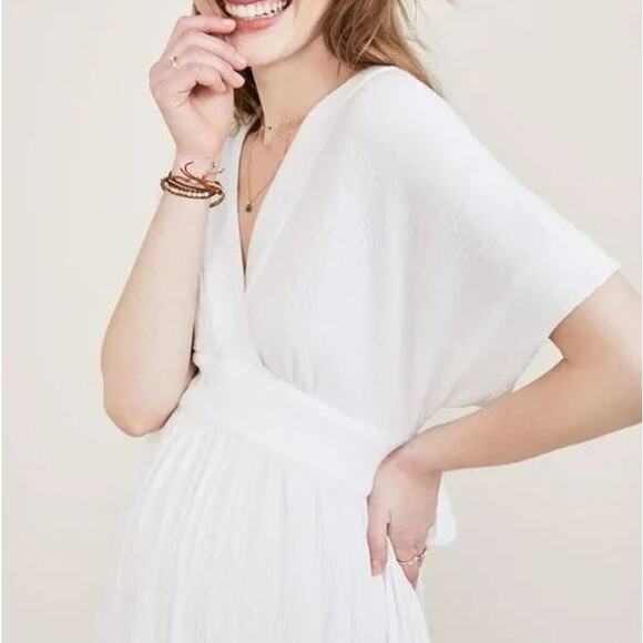 Hatch The Carolina Short Sleeve V Neck Cotton Maternity Dress White Women Size 0 - Picture 2 of 7